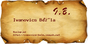 Ivanovics Béla névjegykártya