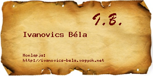 Ivanovics Béla névjegykártya