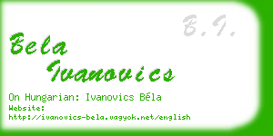 bela ivanovics business card